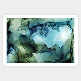 Blue Green Ink Painting Sticker